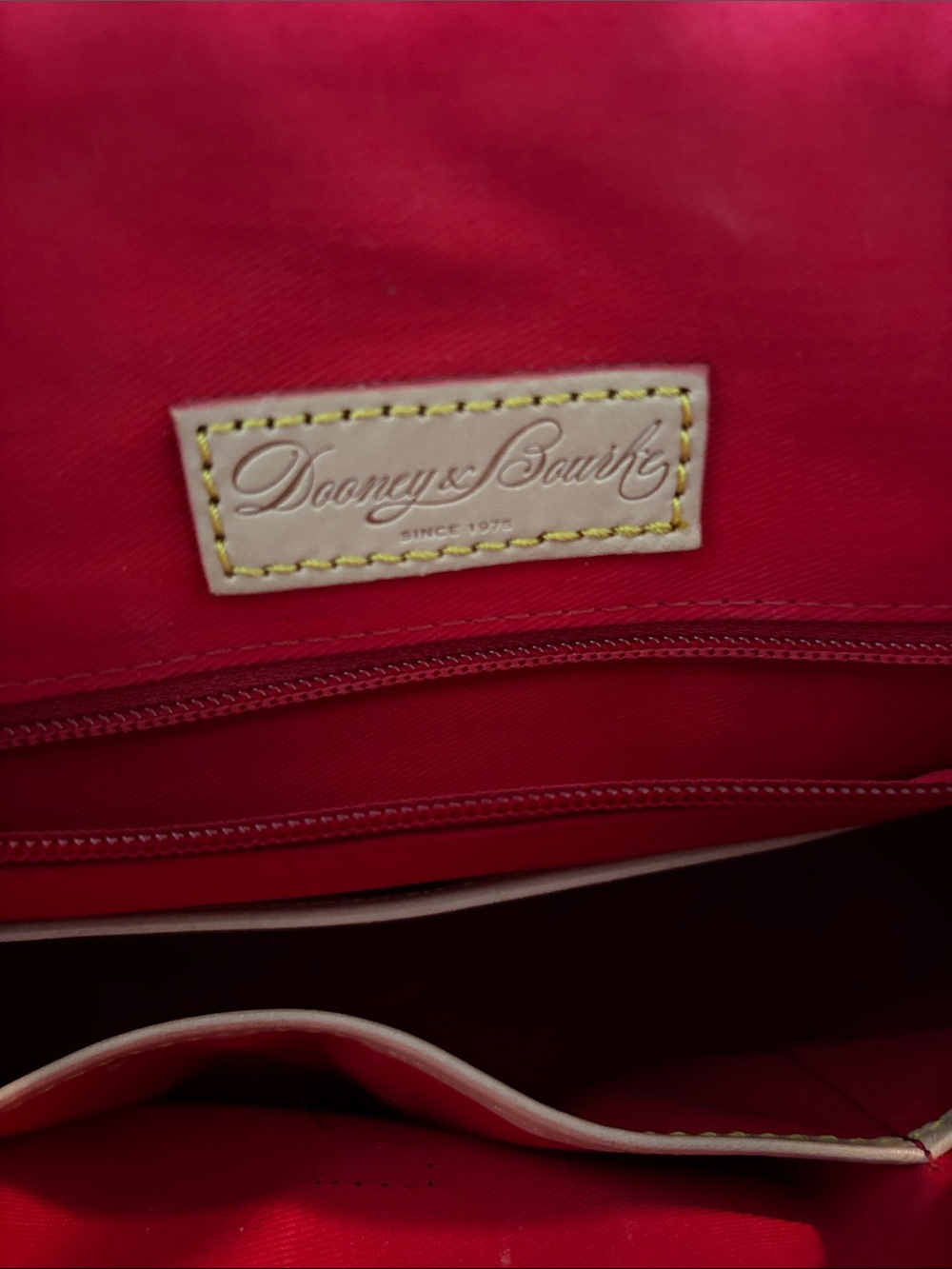 Dooney & Burke Hot Pink Patent Purse With Tan Trim - Picture 12 of 14